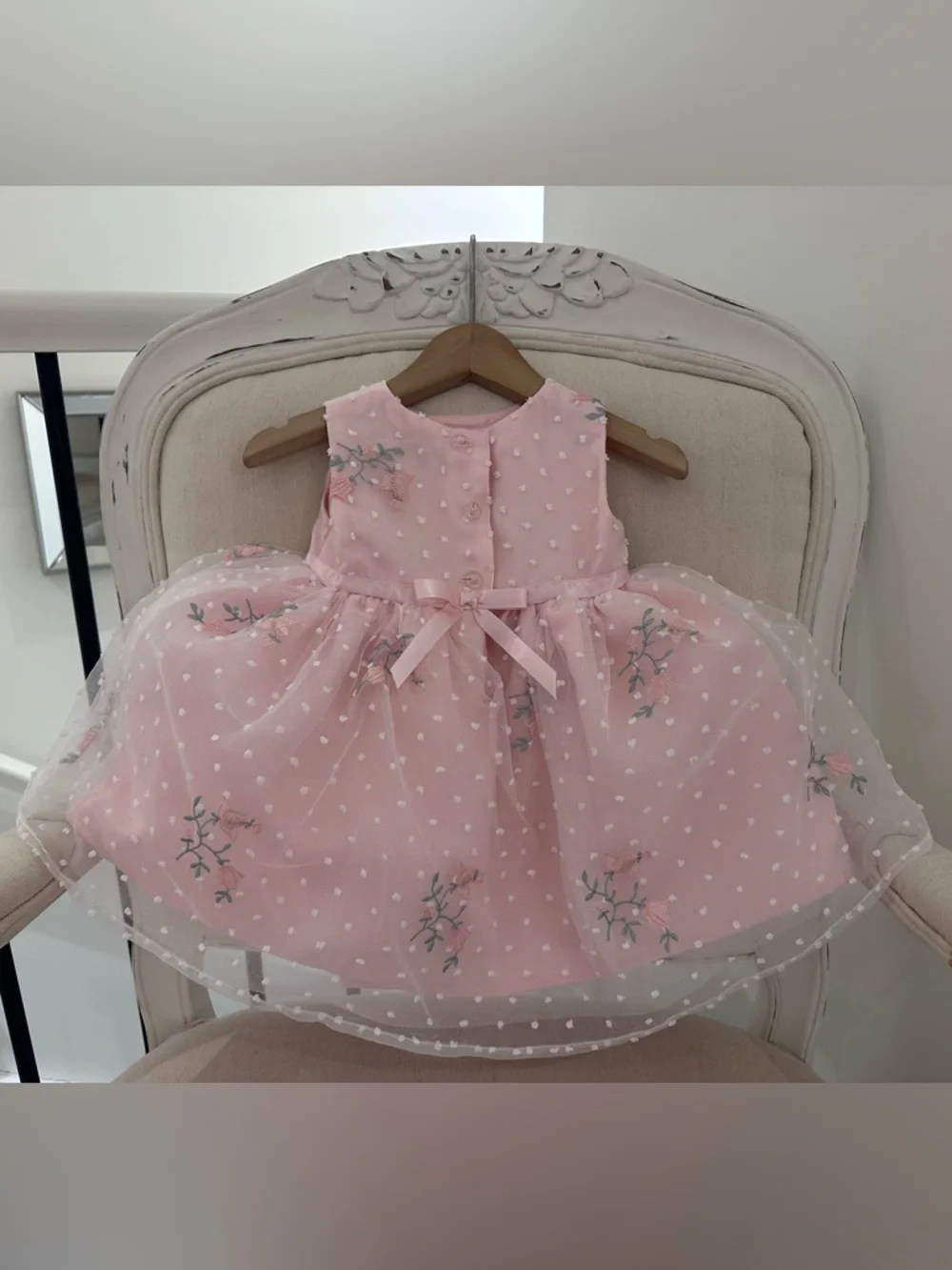 🦢 6~9 Mth Pink Tulle Princess Wedding Baby Dress with Matching Knit Bolero NWOT - Picture 16 of 16